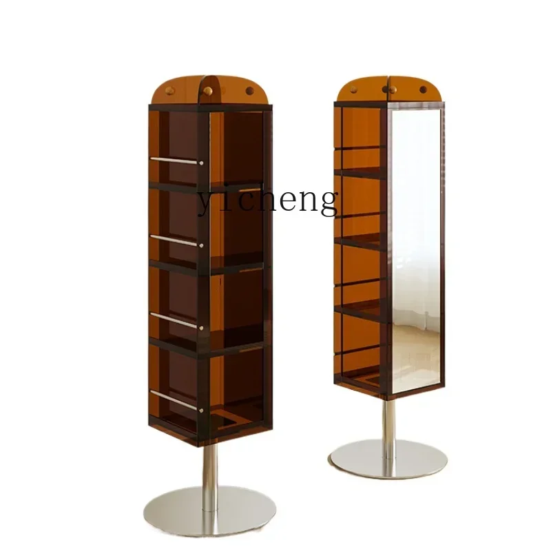 

ZTQH floor rotating mirror full-body mirror storage magazine cabinet bookcase locker modern simple living room side cabinet