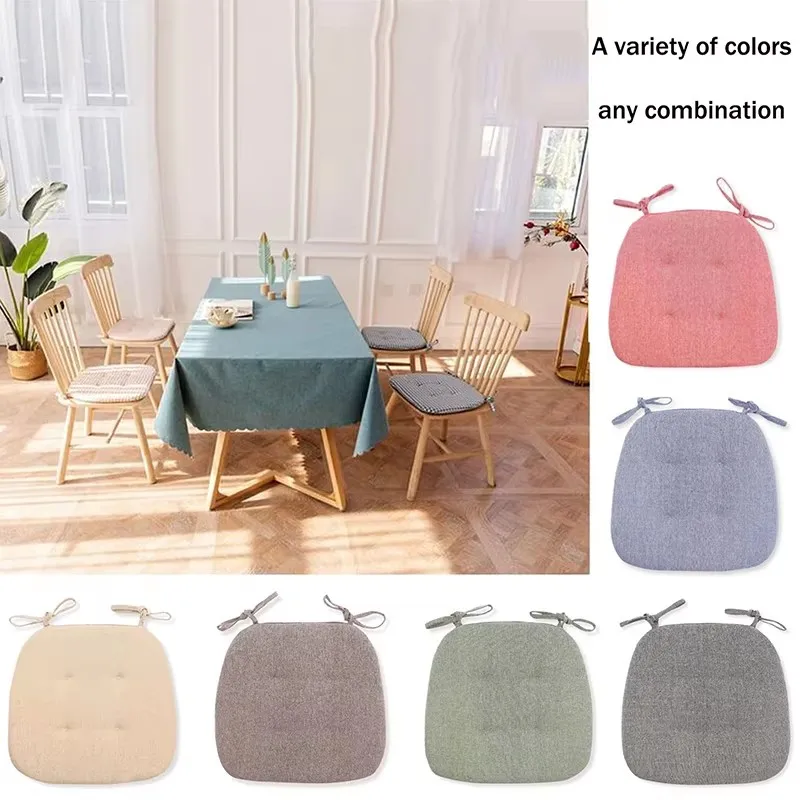 Thick Summer Cushion Made of Cotton Linen, Breathable Seat Pad for Horseshoe-Style Dining or Study Chairs