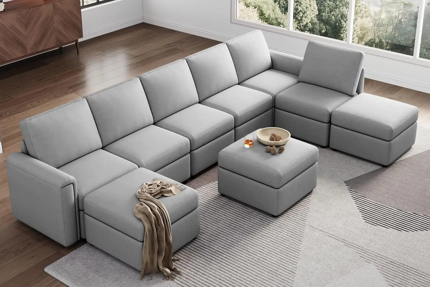 Modular Sectional Sofa, Oversized Sectional Couch with Storage, Ottomans, Modular Sectional Sleeper Sofa with Memory Foam