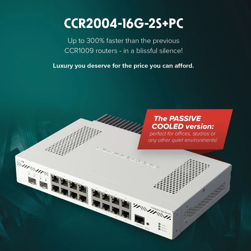 

Бесплатная доставка, MikroTik CCR2004-16G-2S + PC 18-port 10 гигабитный Настольный смарт-роутер с пассивным охлаждением