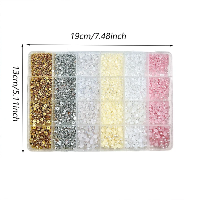 24-rasters halve cirkel imitatie parel kralen 3D nagelbedels platte bodem nagelkunst decoraties veelkleurige nagel sieraden ambachten