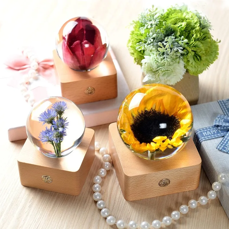 永遠の花 レッドチューリップ 3D クリスタルボール エレガントなプレゼント ガールフレンド 妻 ママ 女性 魅惑的な誕生日 アン