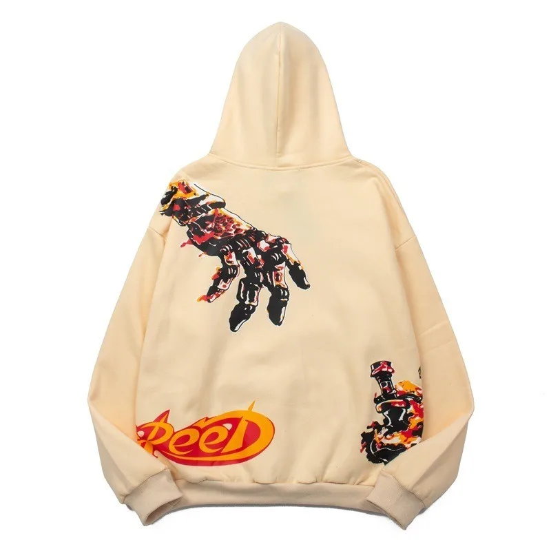 هاي ستريت القوطية هوديس الرجال القطن الهيكل العظمي المطبوعة بلوزات النساء القوطية هودي البلوفرات الرجال الملابس طويلة الأكمام