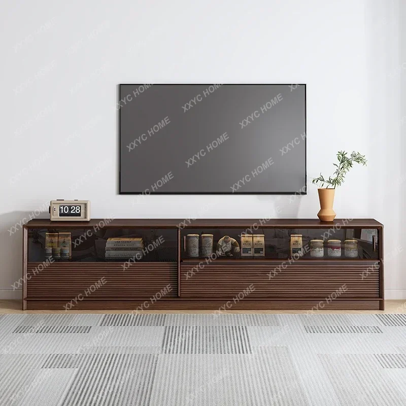 XZ  Retro TV Cabinet Walnut   Home Living Room Locker   Medium Antique Simple Modern