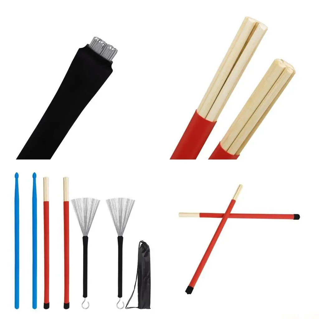u2jb-ドラムワイヤーブラシ-ドラムブラシ-ナイロンドラムスティック-バンドルスティック-収納バッグセット