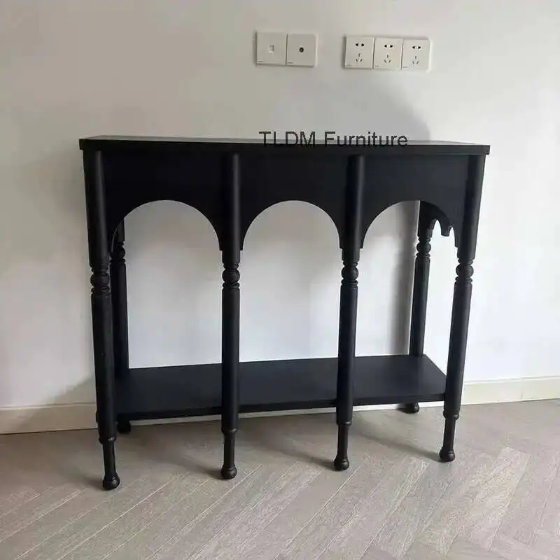 

Solid Nordic Living Room Furniture American Retro Wood Console Tables Home Hallway Entrance Cabinet High-leg Storage Side Table