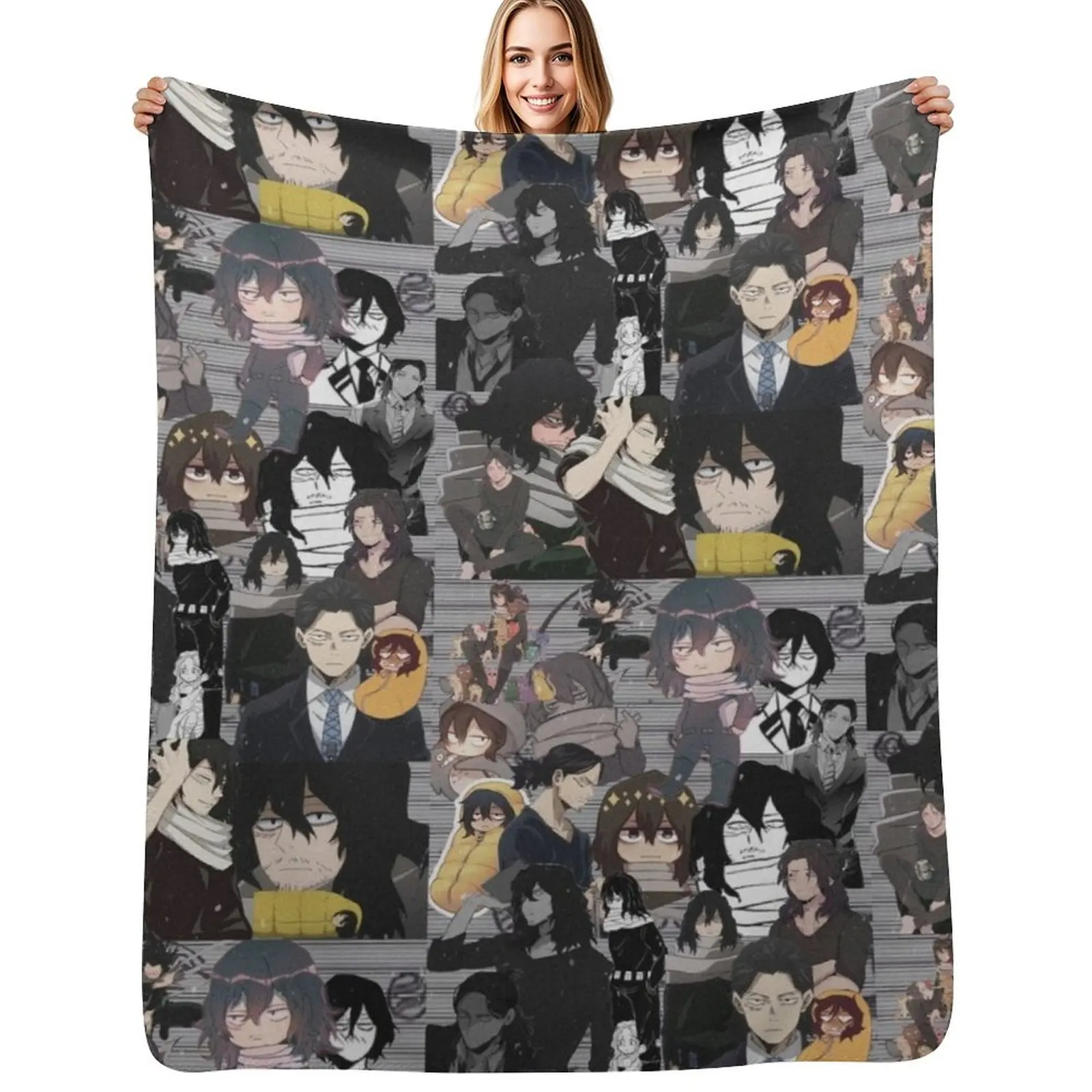 

Aizawa Shota Collage Throw Blanket For Decorative Sofa Comforter Hair Blankets