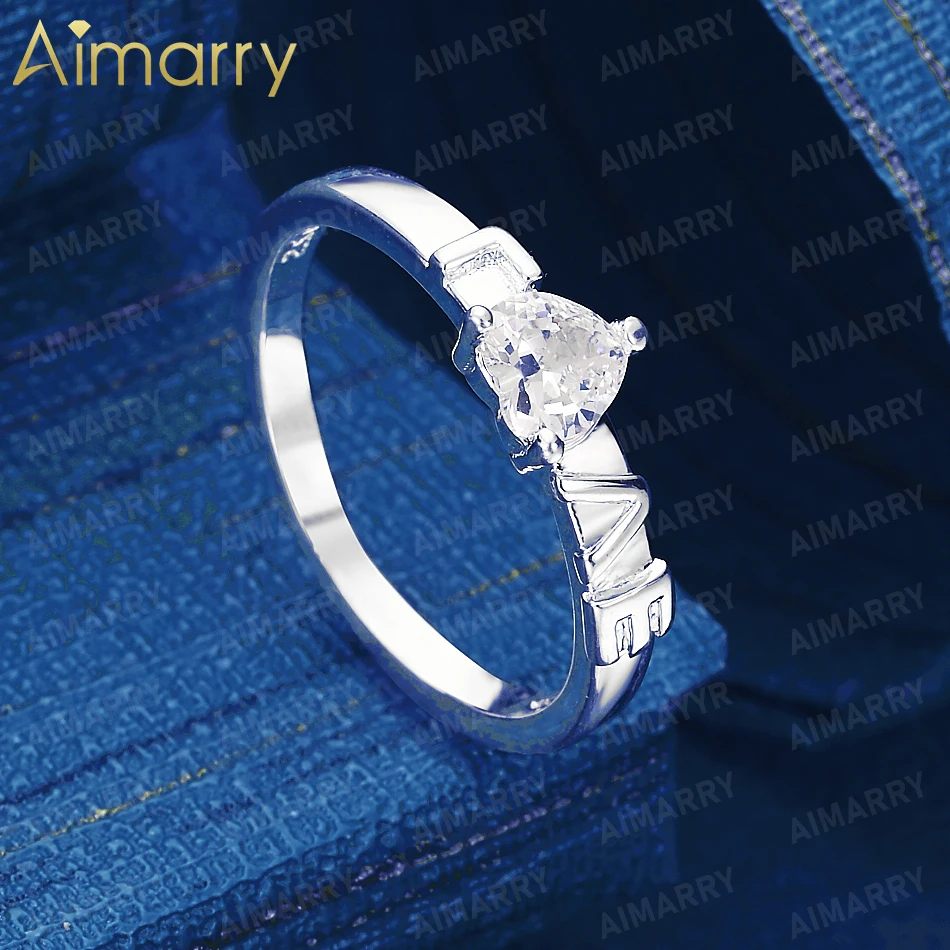 925 Sterling Silver 7-10# Romantic Claw Set Single Heart AAA Zircon Ring Women's Gift Wedding High-quality Fashion Jewelry