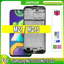 Assembly Super AMOLED For SAMSUNG Galaxy M21 2020 LCD M215 SM-M215F/DS Display LCD Screen Touch With Frame LCD Sensor Digitizer