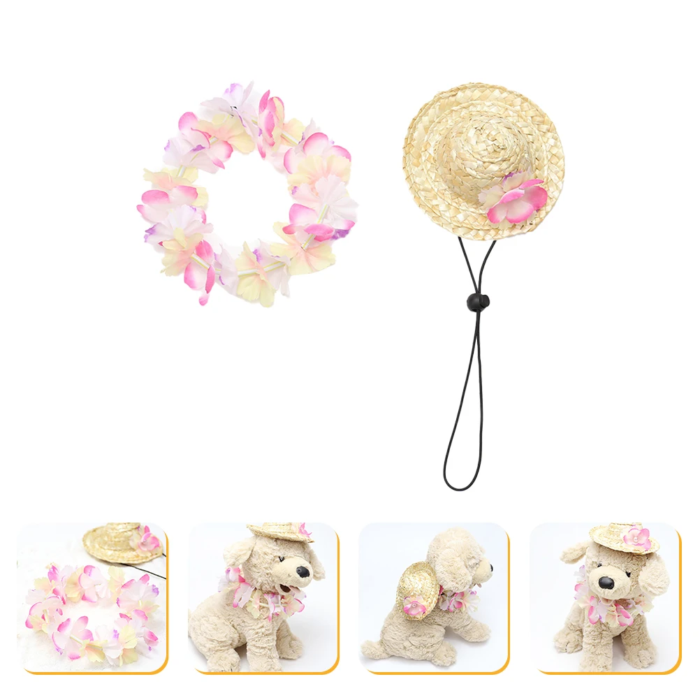 

Dog Pet Vacation Clothing Summer Sun Hat Dog's Clothes Red Straw Sombrero Banquet