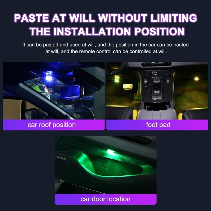 Auto LED RGB Interior Atmosphere Light Decorative Foot Lamp With USB Wireless Remote Control Multiple Modes For Car,Home Decorat