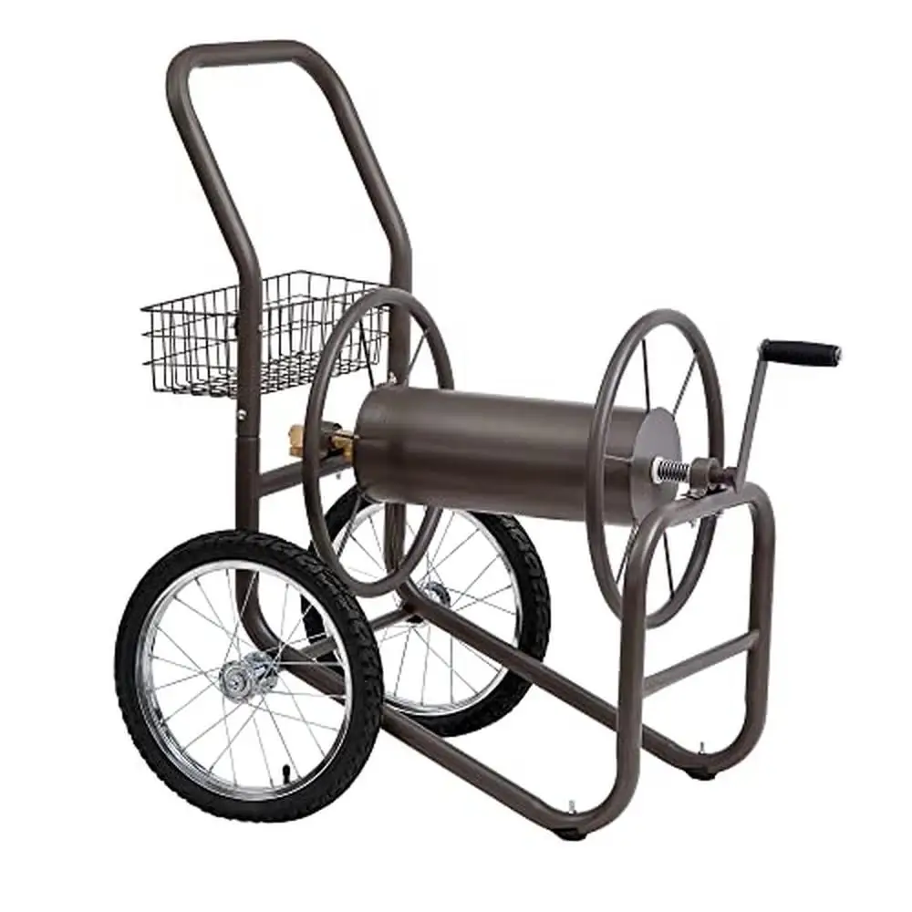 Carrello avvolgitubo da giardino i pneumatici a 2 ruote possono contenere 300 piedi 5/8 "tubo flessibile in acciaio resistente alle intemperie cestello portaoggetti facile