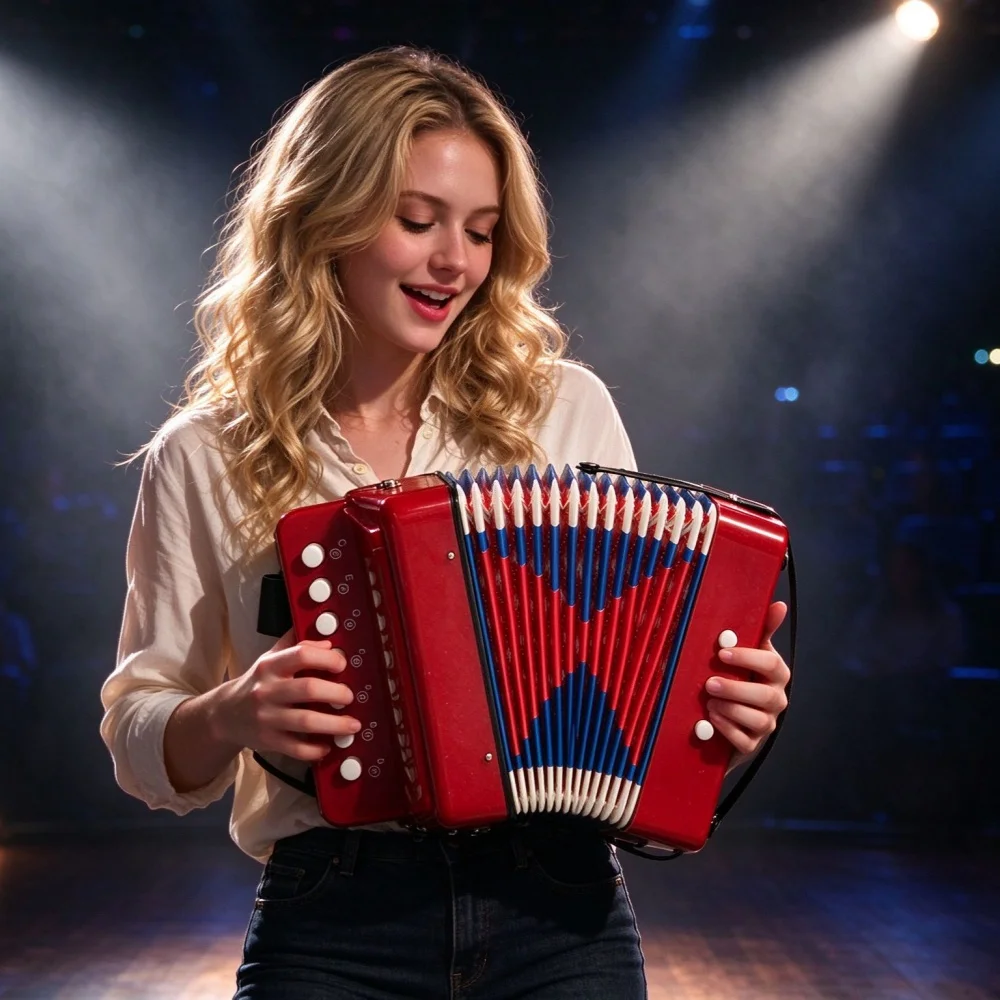 Small Accordion,10-Key Control Button Accordion,Portable &Lightweight Accordion Instruments for Children Adults Beginners