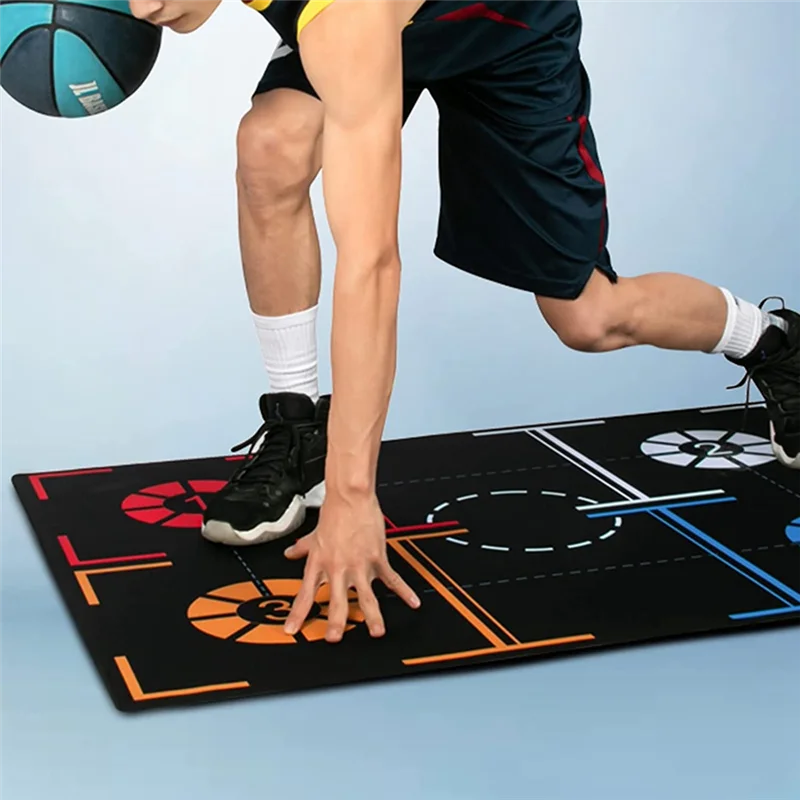 Basketball Mat,Basketball Training Mat Shock Absorbing Silent Dribble Aid Non-Slip Basketball Footstep Mat 105.5X76cm