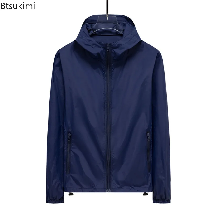 Summer Ice Silk Sunscreen Clothes Men Outdoor Casual Hooded Coats Unisex Lightweight Windbreaker Quick Dry Hiking Fishing Jacket