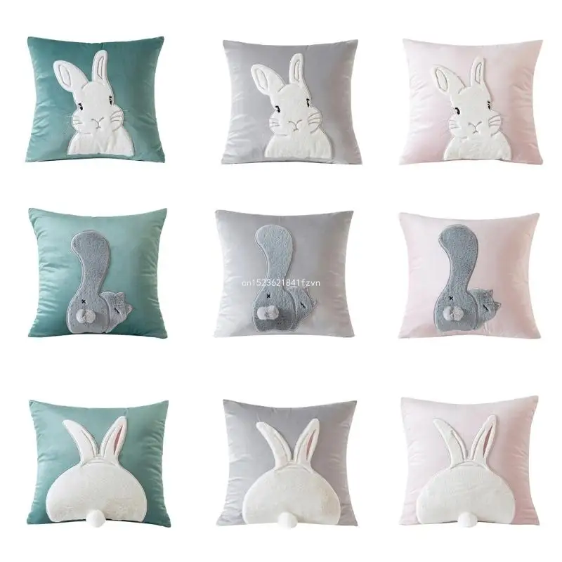 

Rabbit Pillow Cover 45x45cm Square Decorative Cushion Covers Supplies Dropship