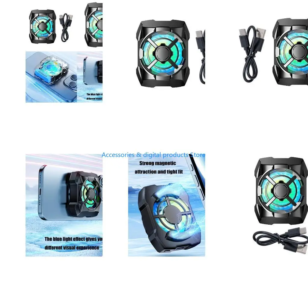 77JD 3 Speed Adjustable Phone Cooling Fan for Game Live Low Noise Heat Sink Phone Cooling Fan for 15 14