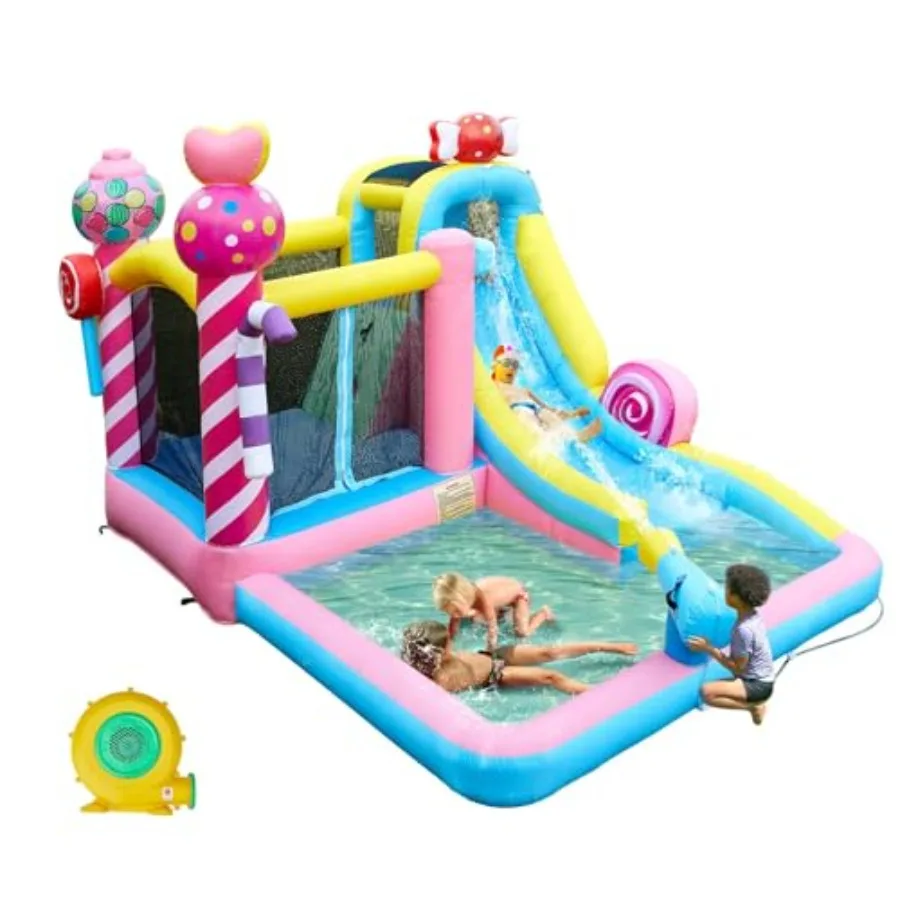 

Надувной батут с водной горкой, бассейном, батутным комплексом, водной пушкой и стена для скалолазания