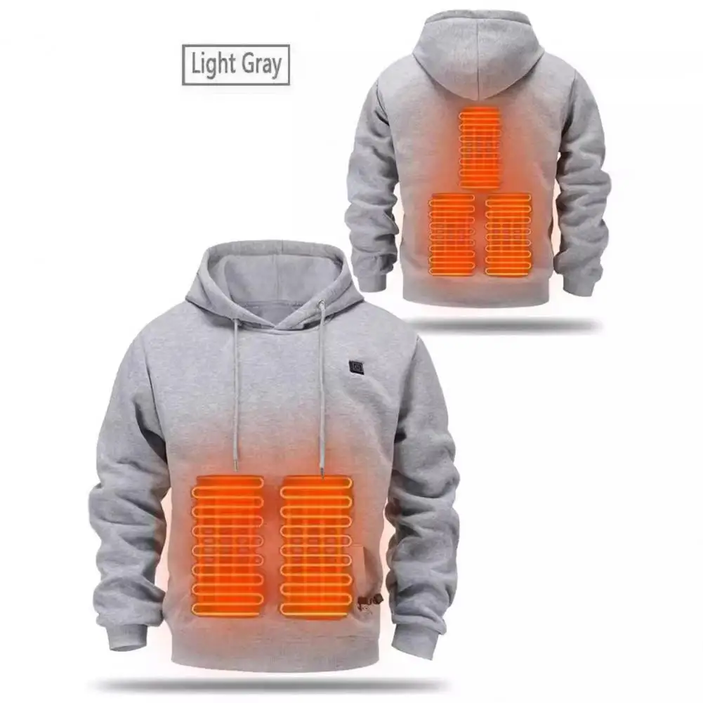 Adjustable Drawstring Hoodie Solid Color Hoodie Usb Hoodie for Men with Adjustable Temperature Plus Size Winter Top