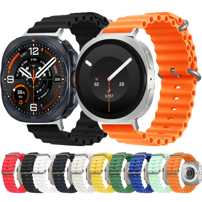 Ocean Band für Samsung Galaxy Watch Ultra2 Armband Ultra 47mm Sport Silikonarmband für Galaxy Watch 9/8/8Classic 44mm 40mm 46mm