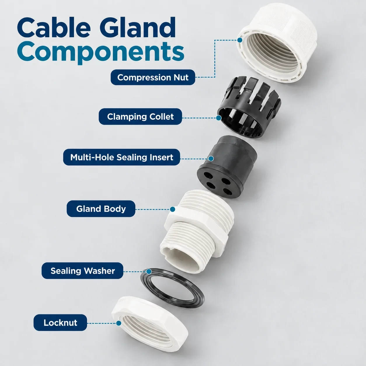 10 Pieces/pack Black Waterproof Porous Nylon PA66 Flame Retardant Multi-plastic Cable Gland MG Split Wire Fixing Head
