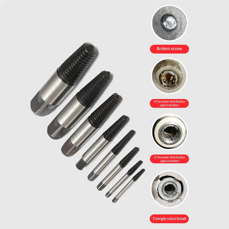AEE6-6 Pieces Of Broken Screw Extractor Set 3-25Mm Drill Set Carbon Steel Double-Sided Screw Pulling Center Drill Durable