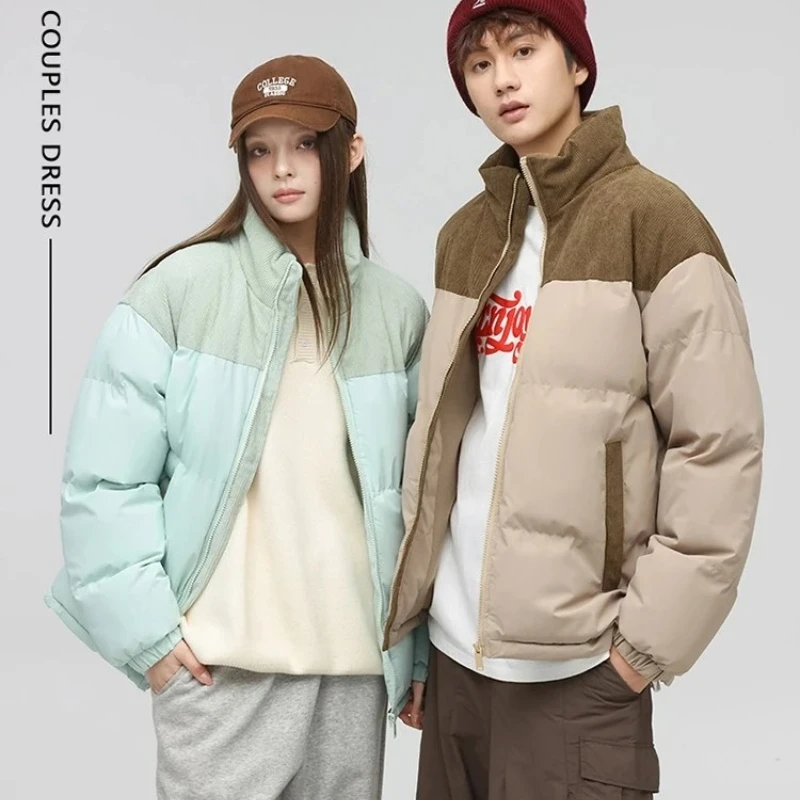 

Thicken Patchwork Corduroy Parka Jacket Women Parkas Streetwear Padded Coat Woman Warm Parka Coats Casual Thick Jacket for Women