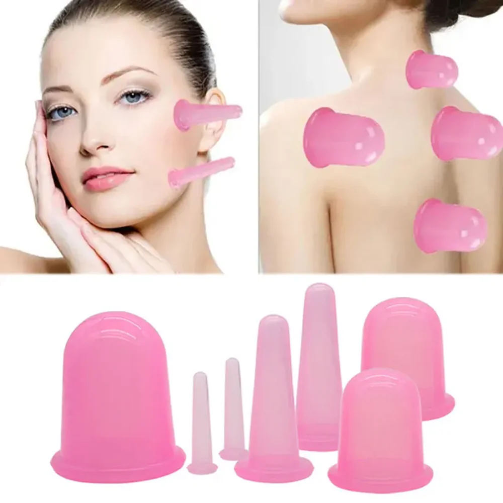 

7pcs Silicone Cupping Device Massager For Face Vacuum Cupping Suction Cup Face Sucker Cupping Therapy