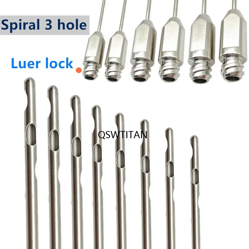 Spiral Cannula Three Hole Liposuction Cannulas Winding Type Stainless Steel Malleable for Facial Plastic Surgery Beauty Tools