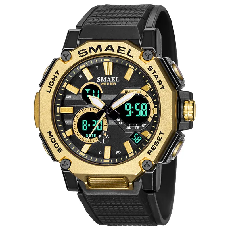 SMAEL Fashion Analog-Digital Men’s Watches Sport Style Man Watch Waterproof 50M Durable Alloy Case Swimming Wristwatch 8047