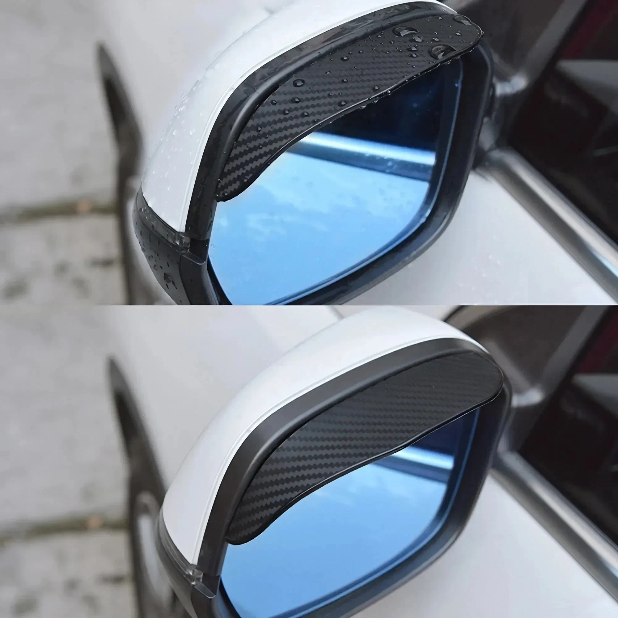 

Universal Carbon Fiber Car Mirror Rain Cover & Sun Shade - Easy Installation, Enhanced Visibility, Rainproof & Snowproof