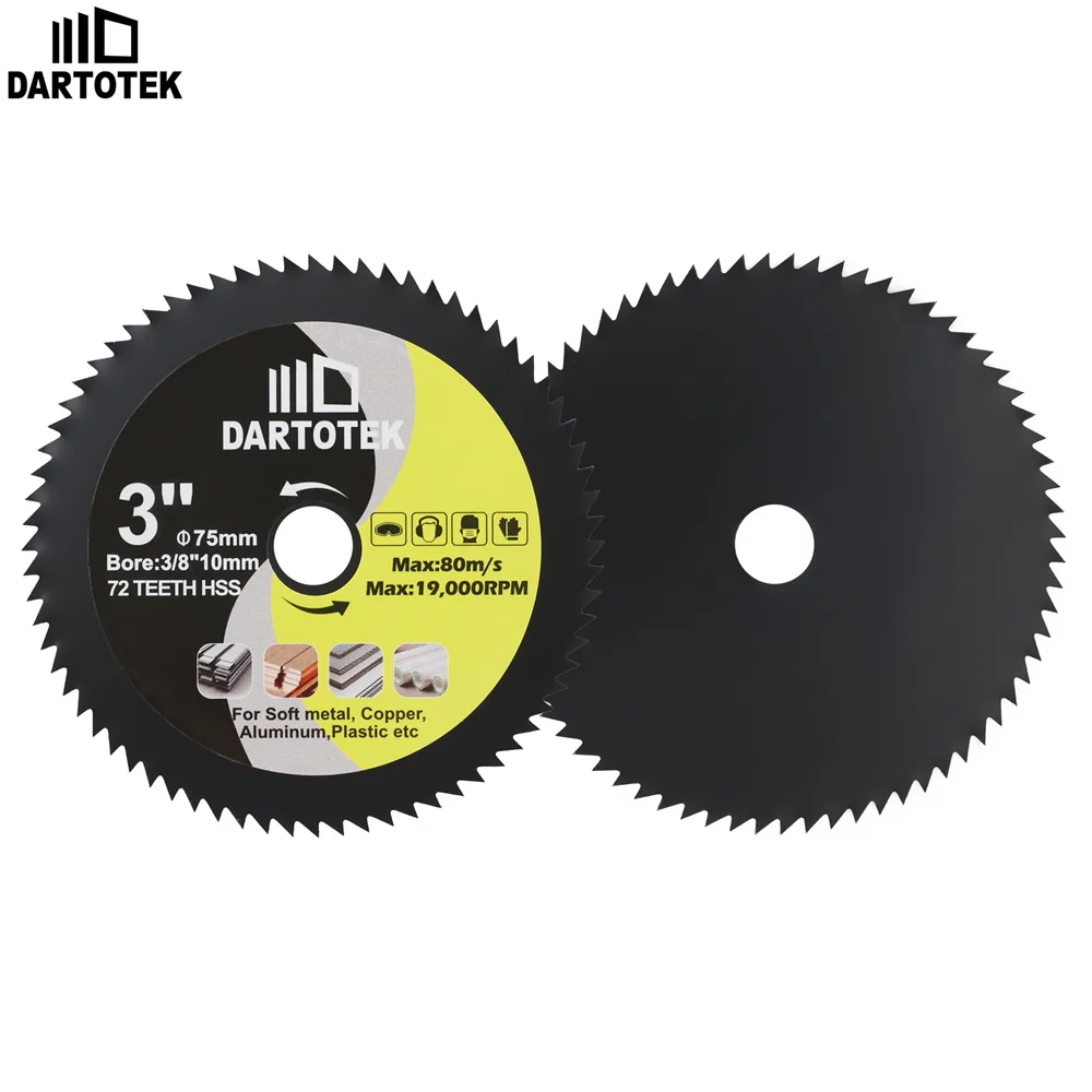 DARTOTEK Dia75mm Metal Cutting Disc 1/2/5Pcs Circular Saw Blade For Cutting Soft Metal Copper 3Inch Mini Disc Cutter Plate