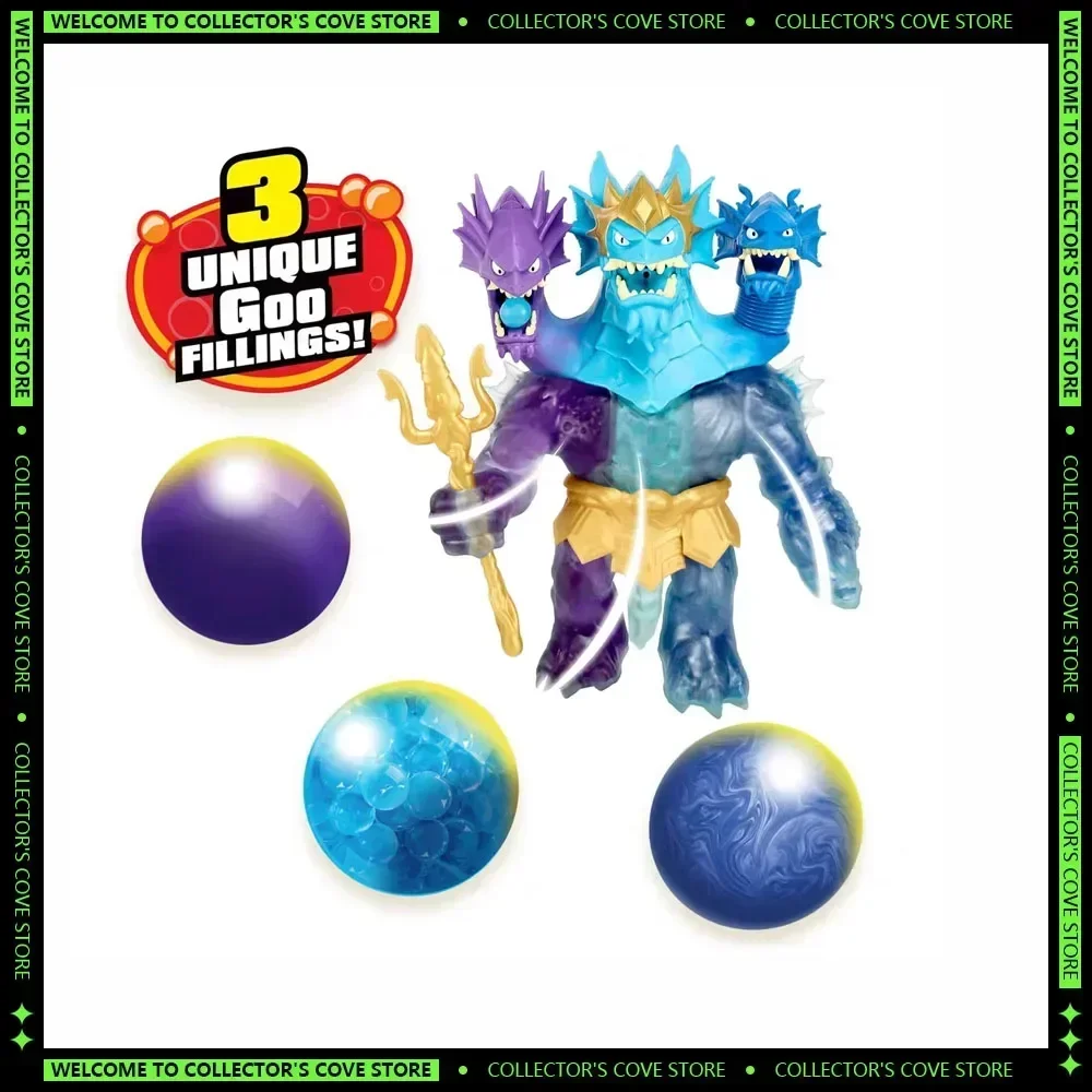 The Heros of Goo Jitzu Figurine Three-headed Sea Dragon King Figures Pinch Squeeze Fingertip Stress Relief Toy Desk Decor Gift