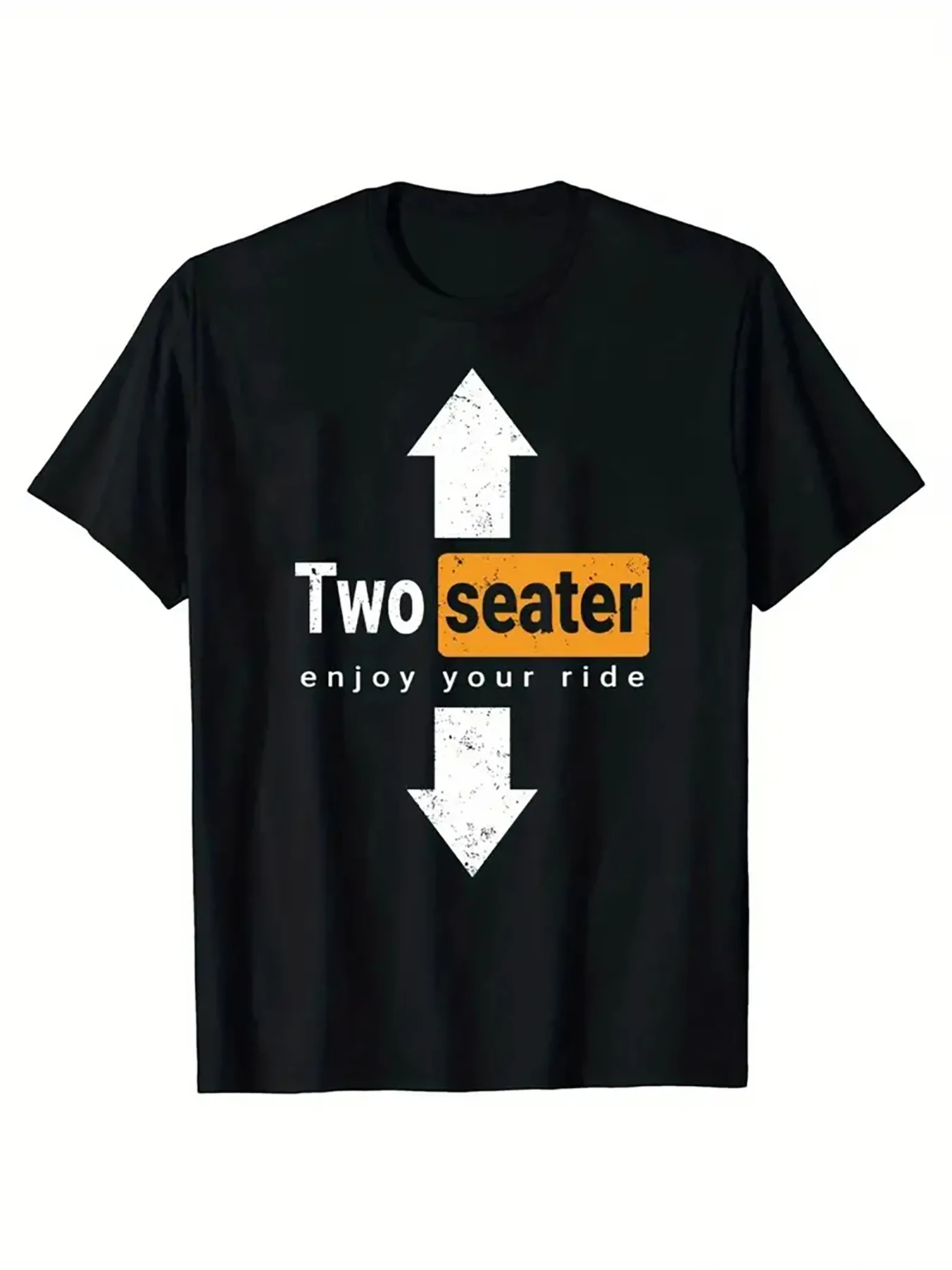 

Men's "Two Seater Enjoy Your Ride" Cotton T-Shirt - Round Neck Short Sleeve, Regular Fit Black
