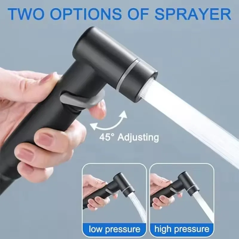 Hygienic Shower Toilet Bidet Sprayer Shower Head Handheld Toilet Bidet Douche Wall-mounted Double Outlet Bathroom Sprayer