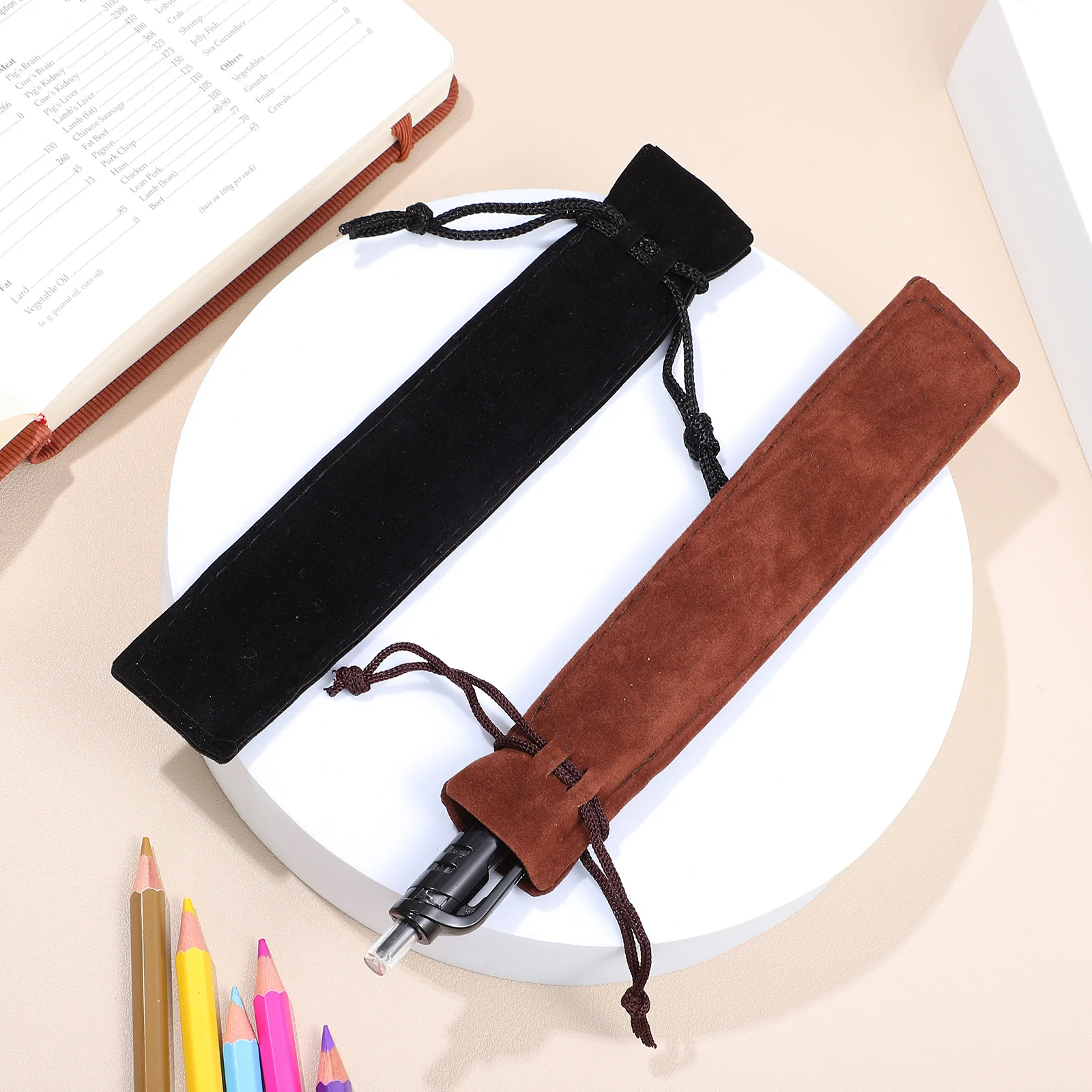 

50 Pcs Velvet Pencil Case Sleeve with Drawstring Black Pouch Storage Bag Student