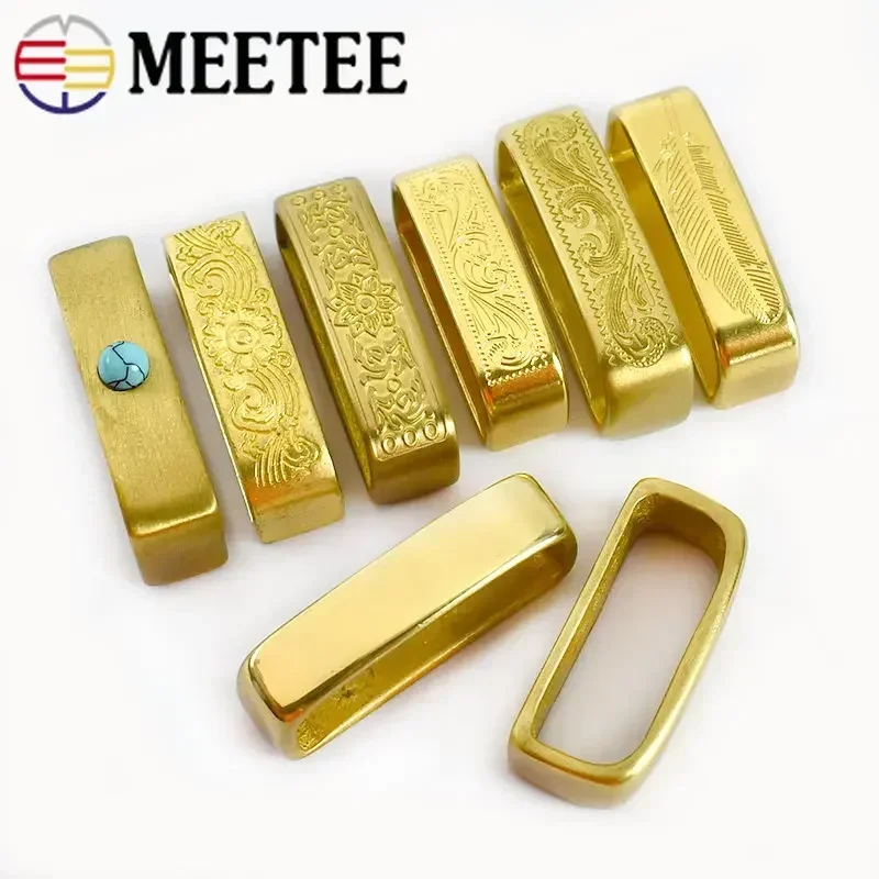 Meetee 1/2Pcs 35/40mm Pure Copper Belts Rings Buckles Leather Belt Loops Hook Buckle DIY Craft Band O Ring Loop Clasp Accessory