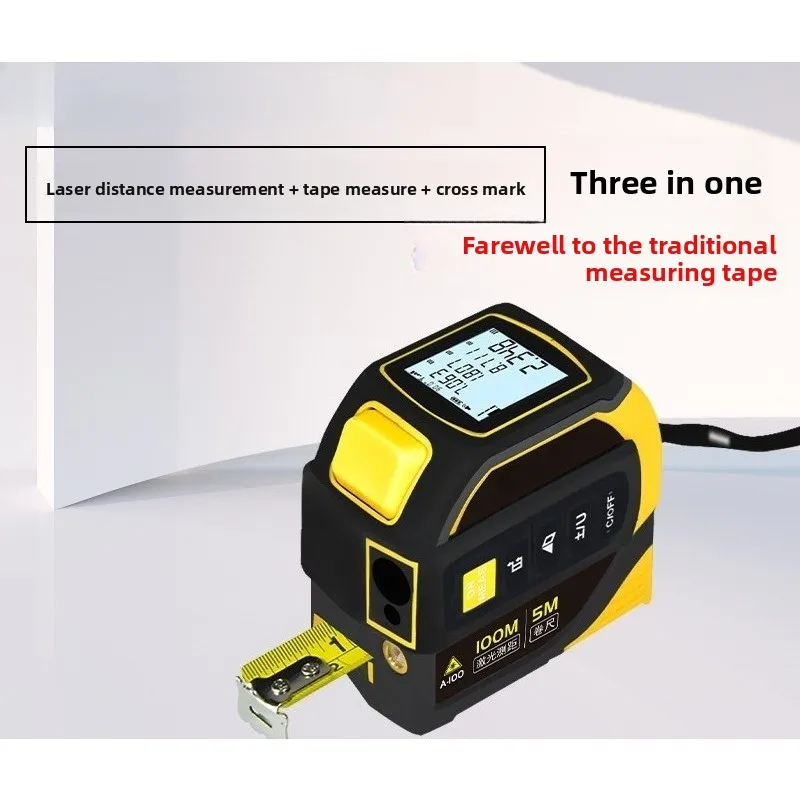 Laser Tape Measure 3-in-1 Infrared Rangefinder Intelligent Electronic Measuring Measurement Measure Cross Steel Tape Measure