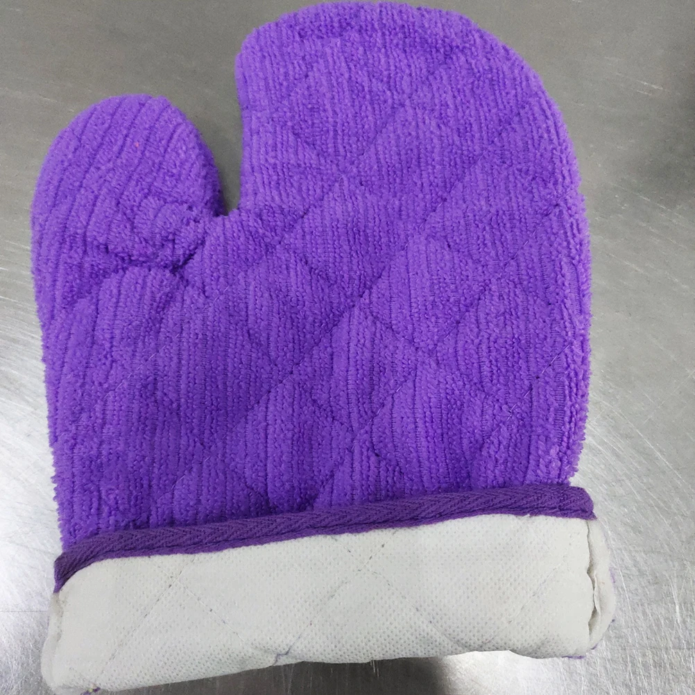 

Heat Resistant Gloves Purple Towel Kitchen Blue Anti Scald Oven Gloves Microwave Safe Long Lasting Protection