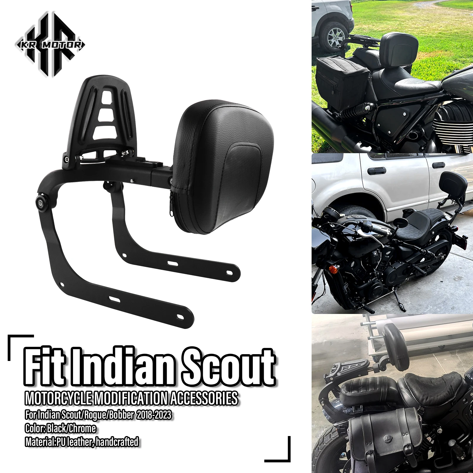 Fits For Indian Scout Bobber Sixty Twenty 2018-2023 Motorcycle Driver Passenger Multi-Purpose Seat Backrest Luggage Rear Rack