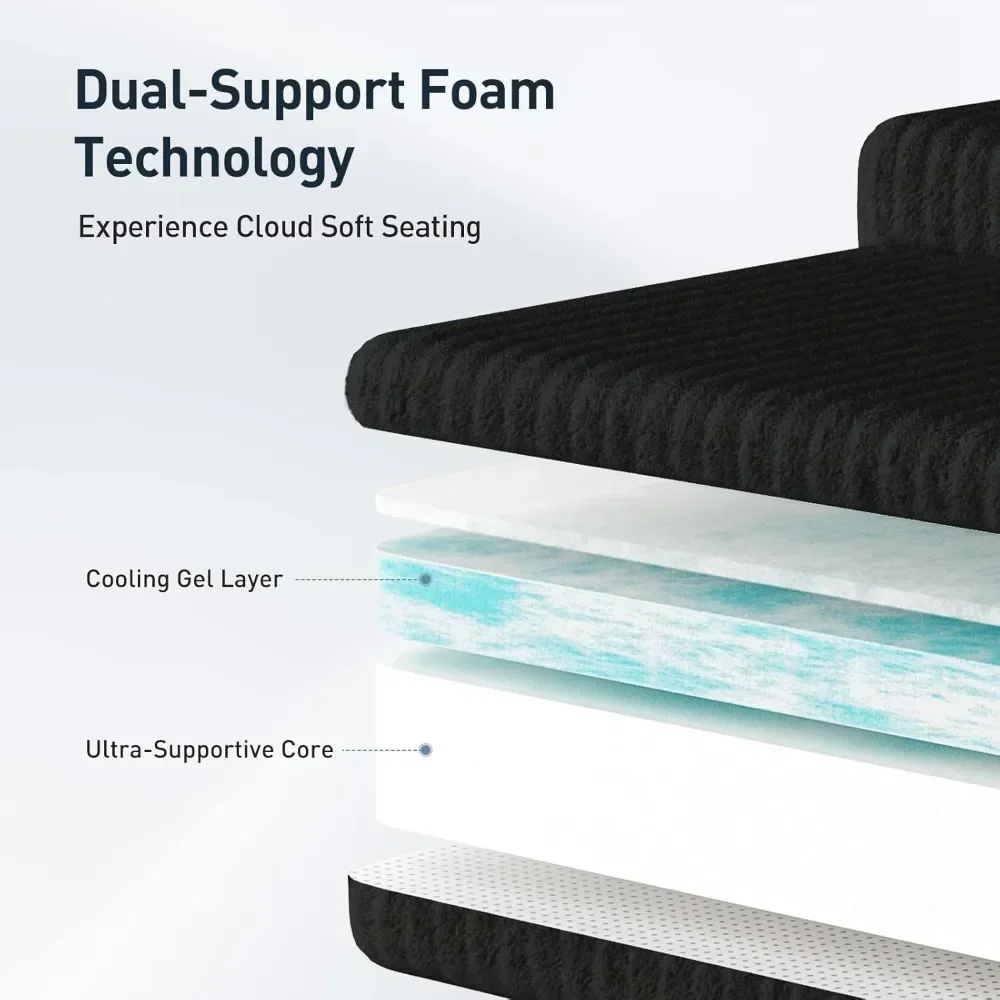 Sofá secional em nuvem de 105 ", sofá secional modular em forma de L com assento profundo, sofás desossados para sala de estar e quarto