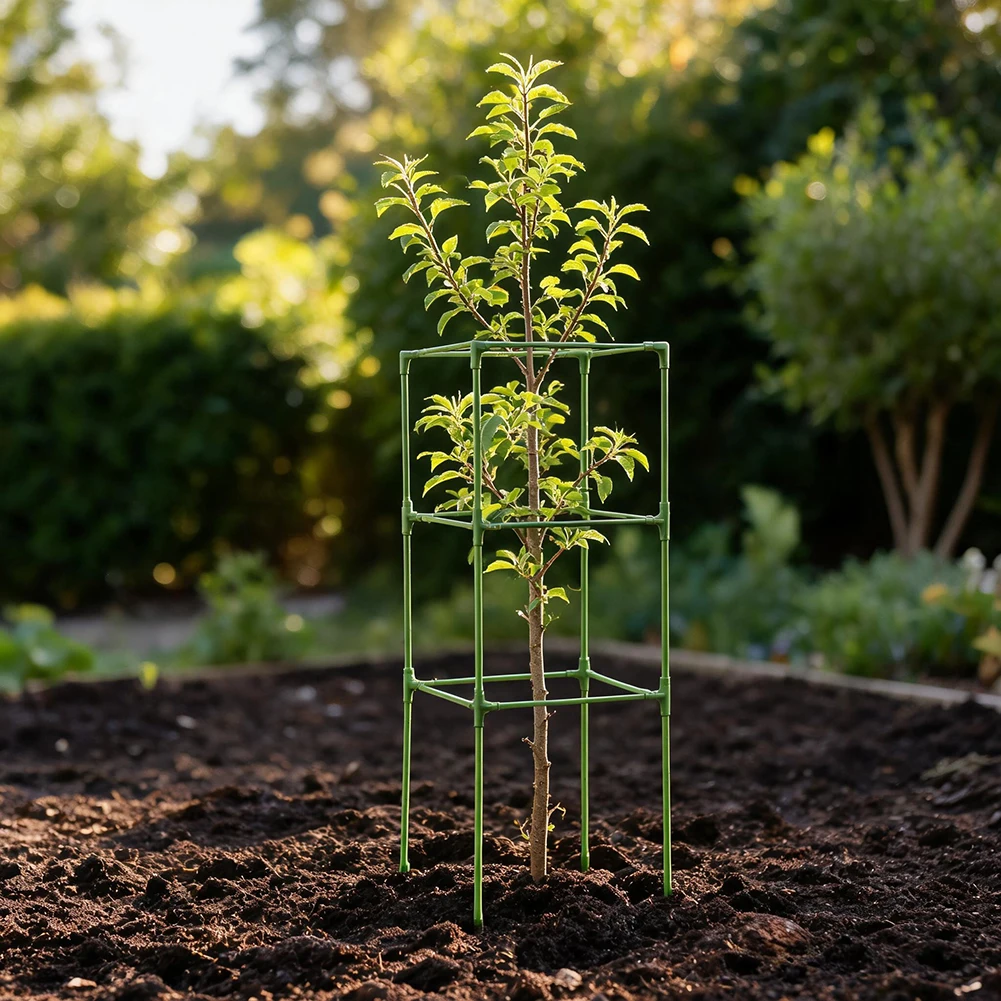 Green Tomato Cage with Modular PP Connectors and Fiberglass Stakes Designed for Tomatoes Cucumbers and Peppers