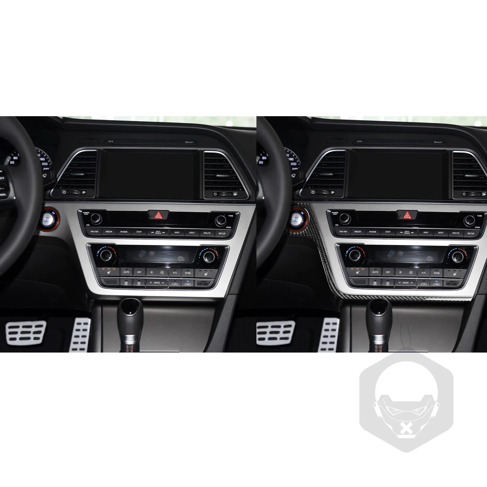 لشركة هيونداي سوناتا 9 2015 2016 2017 بدء دائرة الكسوة المحيطي ألياف الكربون الحقيقية ملصق اكسسوارات السيارات الداخلية