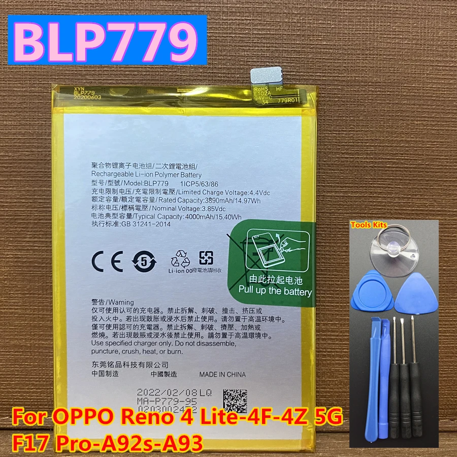 New Original BLP779 Battery for OPPO Reno 4 Lite F Z F17 Pro A92s A93 RENO 4F 4Z 5G Replacement Phone Batteries