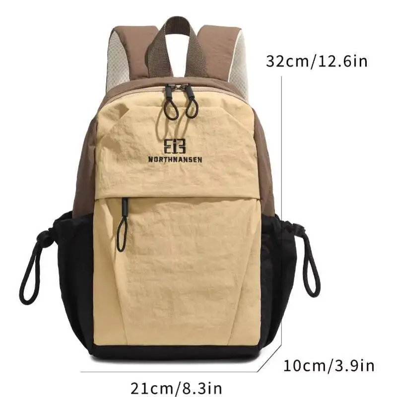 New Color Block Backpack Waterproof Nylon Multiple Pockets Breathable Mesh Straps Adjustable for Daily Commute Travel Casual