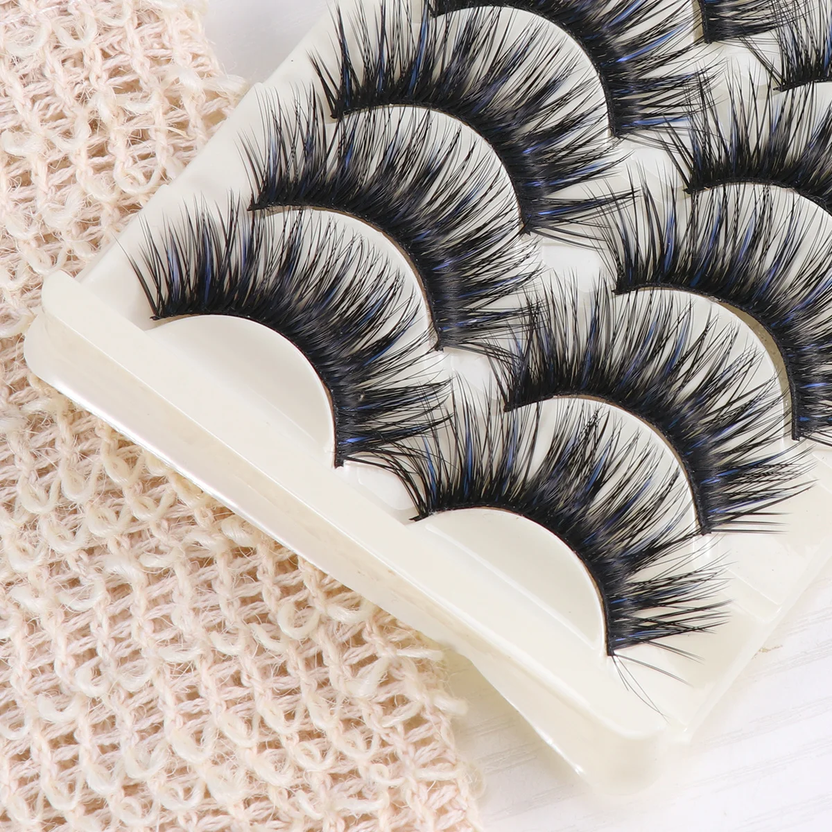 5 أزواج من الرموش الصناعية الطويلة السميكة الناعمة عالية الجودة من الألياف للنساء تعزز جمال العين سهلة الاستخدام متجر ماكياج قابل لإعادة الاستخدام #6