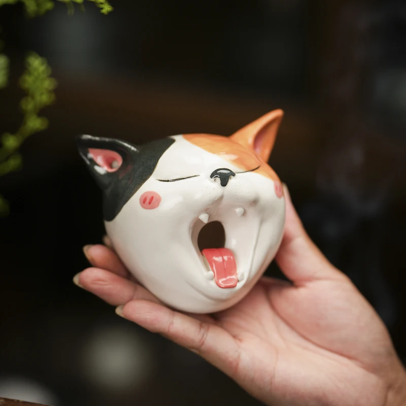 Nordic Ceramic Cat Incense Holder and Aromatherapy Ornament