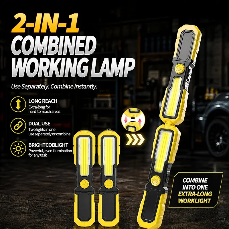 LED two-in-one strong light flashlight, long battery life, outdoor with magnet, hook car inspection light
