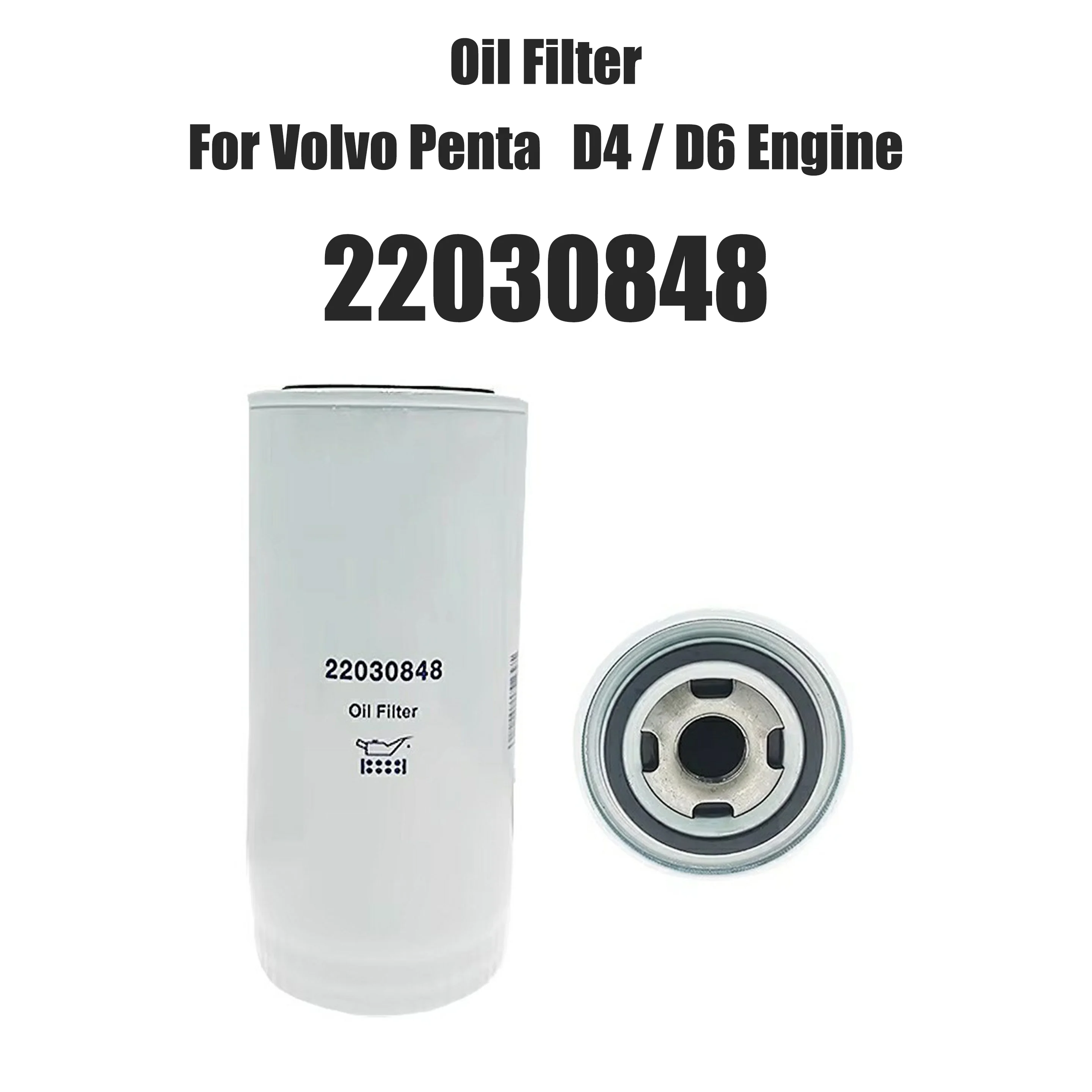 22030848 Oil Filter Compatible with Volvo Penta Marine Engine D4 D6 D4-180I-B D4-225A-F D6-280A-A D6-300A-F Replacement Filter