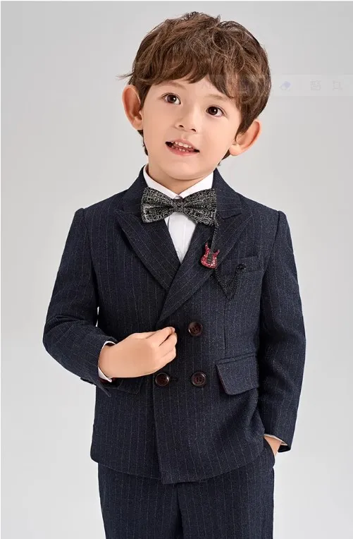 Japan Boys Stripe Wedding Suit Children Photograph Blazer Party Performance Costume Teenager Kids Formal Ceremony Tuxedo Dress